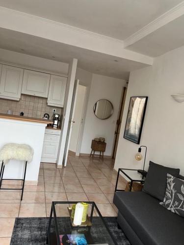 un salon avec un canapé et une table dans l'établissement ACCI Cannes Croisette, à Cannes