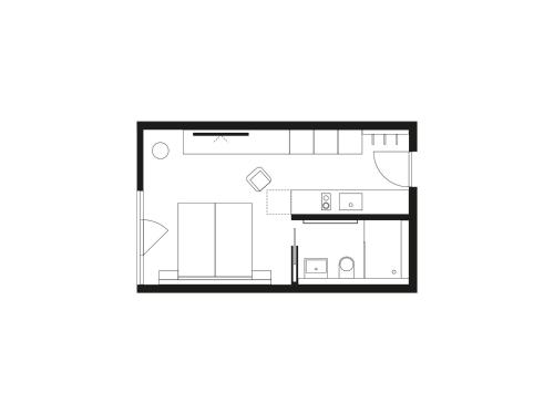 a floor plan of a small apartment at livisit bergapartments in Stuttgart