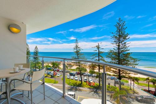 a balcony with a view of the ocean at Sirocco 608 by G1 Holidays in Mooloolaba