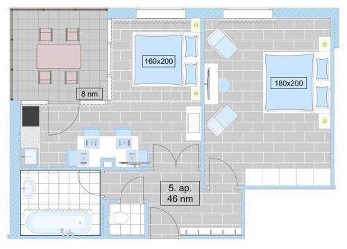 Půdorys ubytování TópART Apartman I
