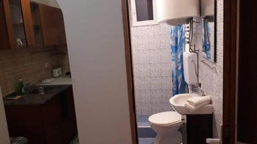a small bathroom with a toilet and a sink at APARTMAN MILICA in Požarevac