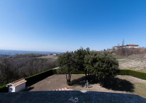 a view from the roof of a house with a tree at Villa in Langa in Belvedere Langhe