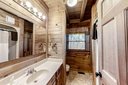 a bathroom with a sink and a toilet at Mountain Lion's Tales in Gatlinburg