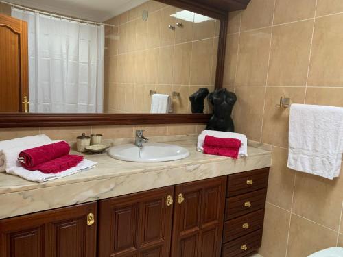 a bathroom with a sink and a mirror at CASA ENTERA PLAYA PUERTO del ROSARIO in Puerto del Rosario
