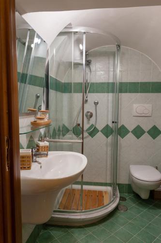 a bathroom with a shower and a sink and a toilet at Agora Apartments -Friend's House Sorrento in Sorrento