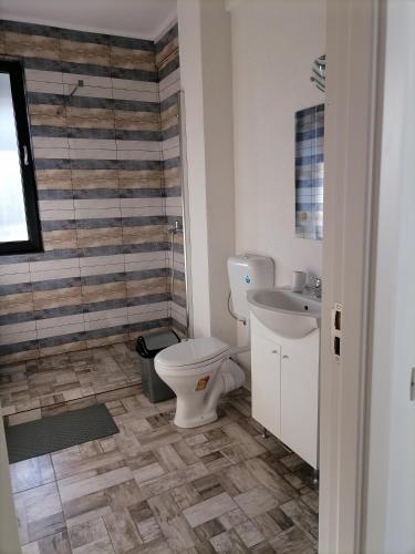 a bathroom with a toilet and a sink at Rimimi Apartamente in Mamaia Nord
