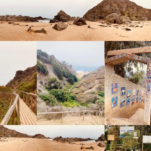 a collage of photos of a beach and a mountain at Depto en Costa Algarrobo Norte con wifi in Algarrobo