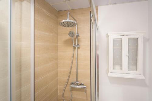 La salle de bains est pourvue d'une douche avec un pommeau de douche. dans l'établissement Santiago Premium loft I, à Malaga