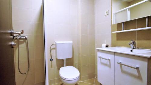 ein Badezimmer mit Toilette und Waschbecken in der Unterkunft Aleksa Lux apartment Budva in Budva