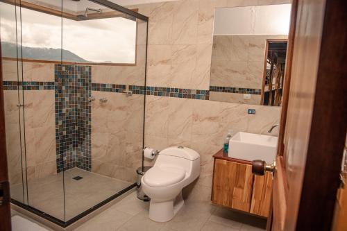 Koupelna v ubytování Hotel Santa Laura