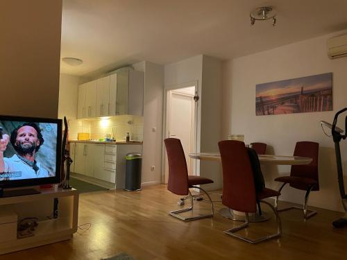TV a/nebo společenská místnost v ubytování Lovely Modern Apartment - Lake Jarun