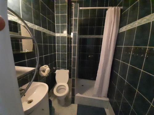 a bathroom with a toilet and a sink and a shower at OŚRODEK WYPOCZYNKOWY MAZOWSZE W KARPACZ in Karpacz