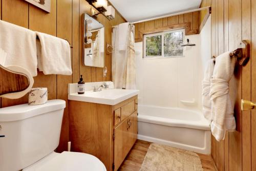 a bathroom with a toilet and a sink and a tub at Marin Getaway #2013 by Big Bear Vacations in Big Bear Lake