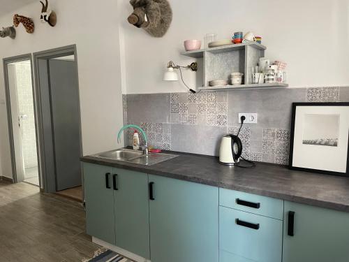 a kitchen with a sink and a counter top at Patent, your home in Badacsony in Badacsonytomaj