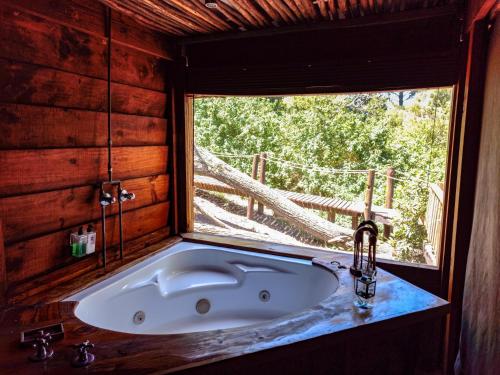 A bathroom at Fernhill Tented Treehouses