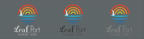 logotipo de una cafetería para un arco iris en el agua en Leaf Port Hotel, en Antalya