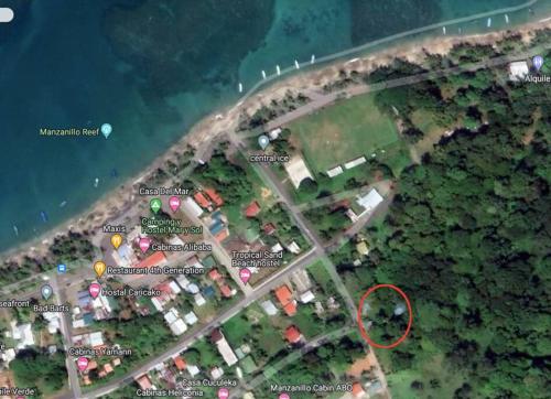a map of a resort with a red circle at Private Villa on 2-Acres of Jungle Garden & Pool in Manzanillo