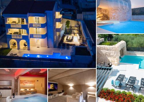 a collage of photos of a hotel and a pool at Elais Luxury Residence in Podstrana