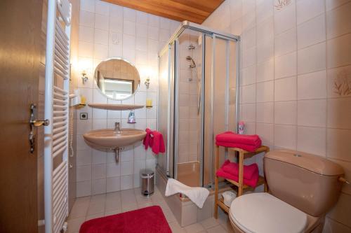 NeefにあるFerienwohnungen am Matthiasturmのトイレと洗面台のある小さなバスルーム