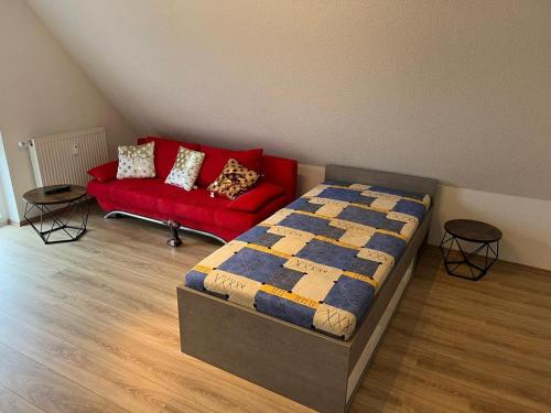 Giường trong phòng chung tại Moderne Unterkunft zum Wohlfühlen B54-8