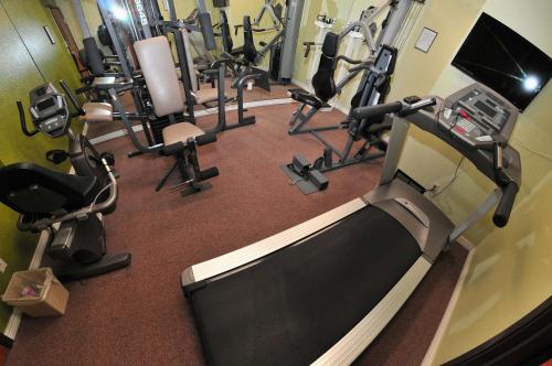 an overhead view of a gym with cardio equipment at Prospector Hotel & Casino in Ely