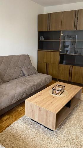 a living room with a couch and a coffee table at Apartment Ana Milena in Kolonija