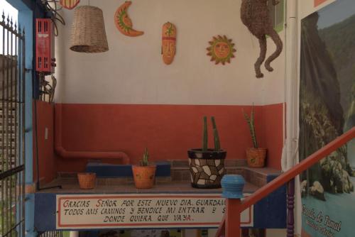 a corner of a building with plants on the wall at Kali Huasteca Posada in Ciudad Valles