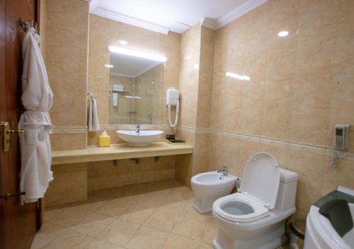a bathroom with a toilet and a sink at Sheki Palace Hotel in Sheki