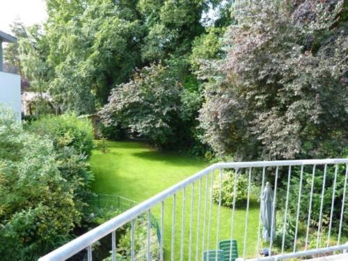 a view of a garden from a balcony at Ferienwohnung "Schön Wohnen in Mainz" in Mainz