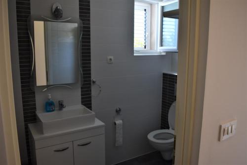 a bathroom with a sink and a toilet at Apartman DODO in Zadar