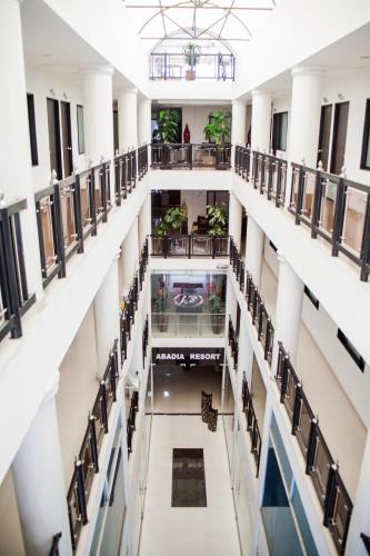 an overhead view of the lobby of a building at Hotel Abadia in Neiva