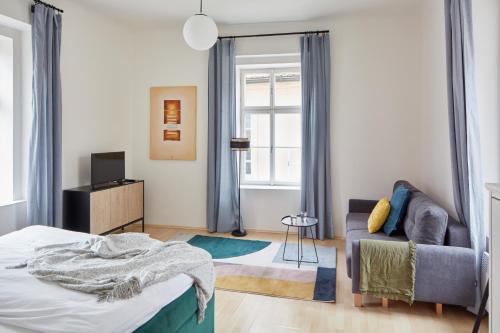 אזור ישיבה ב-Renovated Flat in Old Town Square by Prague Days