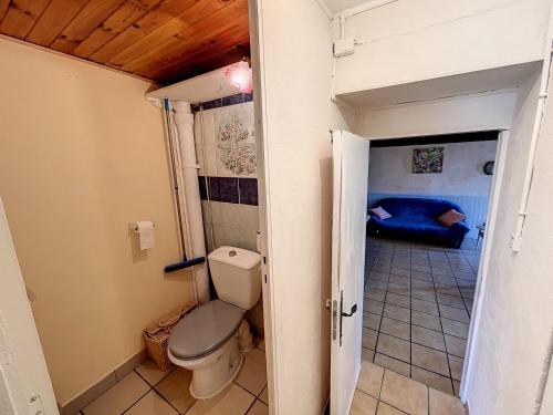 加納的住宿－APPARTEMENT PLEIN DE CHARME 2CH，一间带卫生间的浴室和一间带床的房间