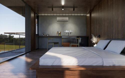 Ένα ή περισσότερα κρεβάτια σε δωμάτιο στο NANO Eco-Hostel