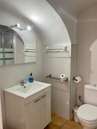 a bathroom with a sink and a toilet at APARTAMENTO ARACENA RURAL in Aracena