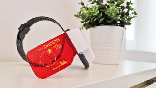 un objet rouge assis sur une table à côté d'une plante en pot dans l'établissement MaxBnb - Studio Cozy - Climatisé - WiFi Fibre - 10 min à pied Gare -4-, à Toulon