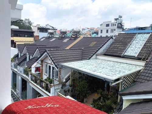 an overhead view of roofs of houses in a city at Hailey's House in Da Lat