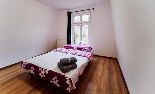Postel nebo postele na pokoji v ubytování Domki Nad Stawami Apartament
