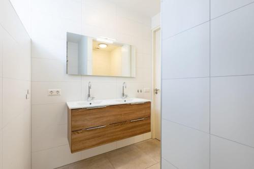 a bathroom with a sink and a mirror at Group accommodation in Valkenburg