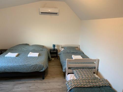 une chambre avec deux lits dans une pièce dans l'établissement Maison Le Franc Palais, à Joué-lès-Tours