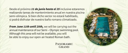 a flyer for a resort with a rendering of a swimming pool at Panoramic Grand - Iguazú in Puerto Iguazú