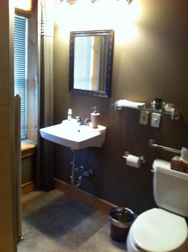 a bathroom with a sink and a toilet at Emilyville Inn in Campbellford
