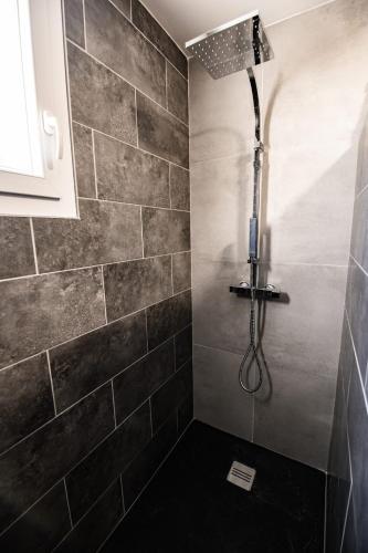 a shower with a shower head in a bathroom at Entre Terre et Mer in Marsillargues
