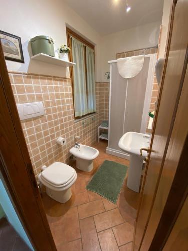 a bathroom with a toilet and a sink at Valle dei Mulini B&B in Marciana