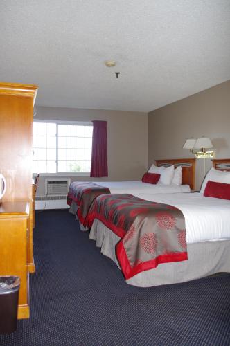 a hotel room with two beds and a window at South Hill Lodge in Prince Albert