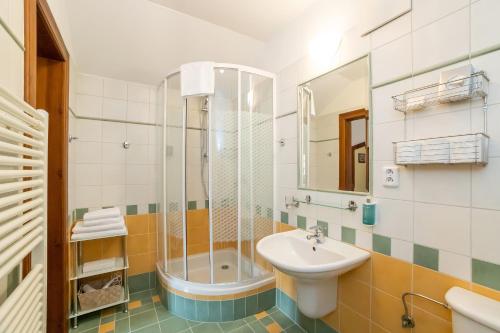 Koupelna v ubytování Penzion Maštal