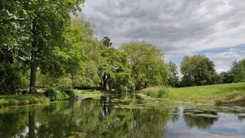 a river with trees on the side of it at Château de Boucéel - Mont Saint Michel in Vergoncey