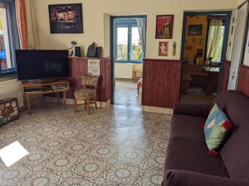 Televízia a/alebo spoločenská miestnosť v ubytovaní Guest house Magyar Route 66