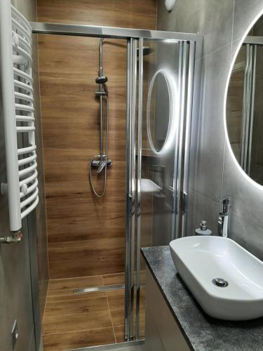 Kúpeľňa v ubytovaní Apartament pod Szyndzielnią, Dębowiec