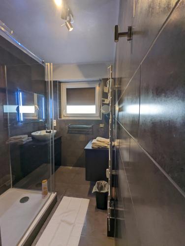 une salle de bain avec une douche, un lavabo et une baignoire dans l'établissement CityCosy Strasbourg - Art Style, à Strasbourg